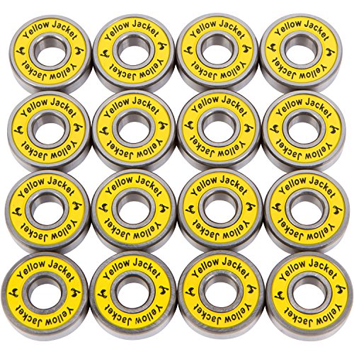 Yellow Jacket Premium Inline Skate Bearings, Roller Skate Bearings, 608, Abec 9, Yellow Jacket (Pack Of 16) #TOP1