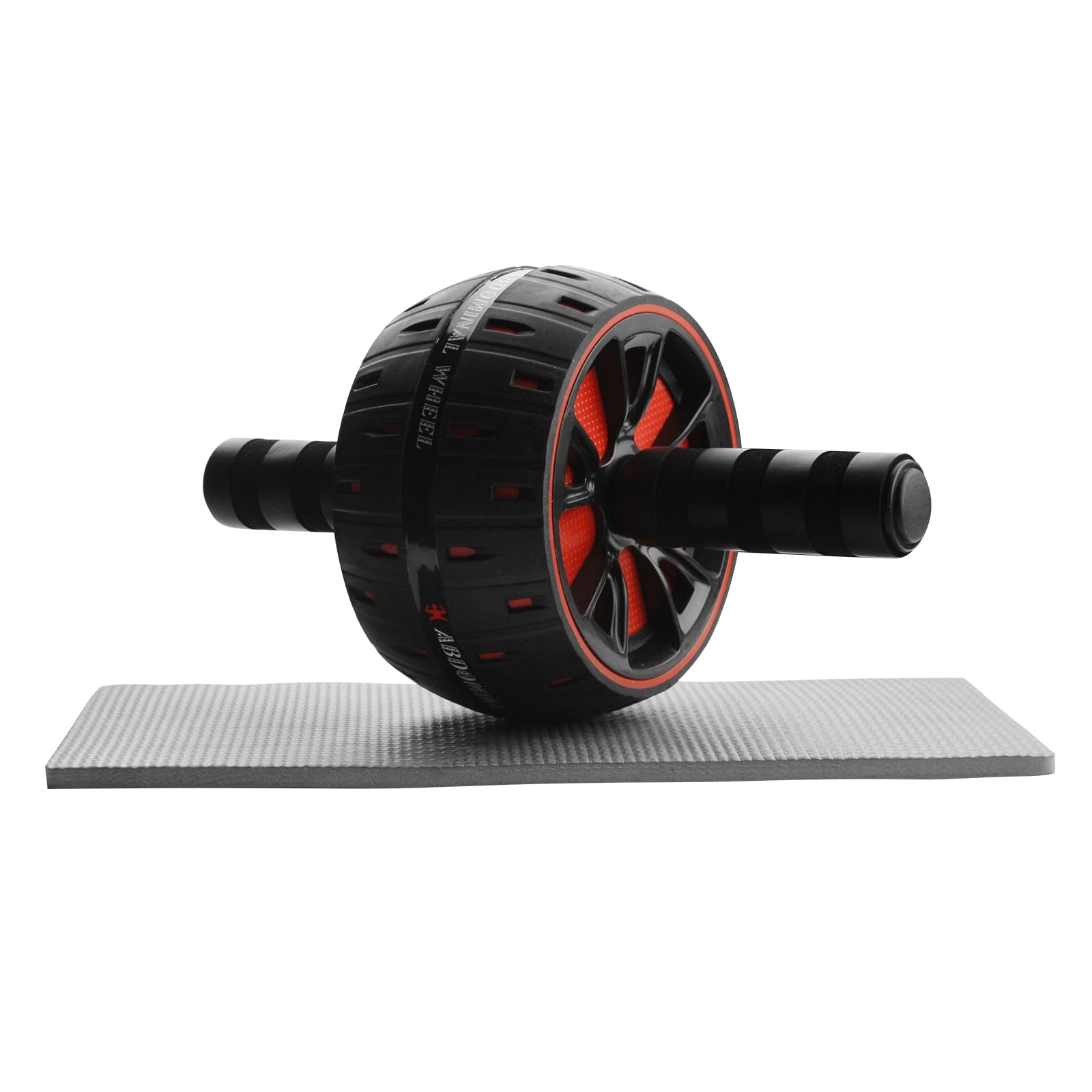 Noxtioanip Bauchroller, Ab Roller mit Rutschfester Ab Wheel für Männer und Frauen, Bauchtrainer Maximale Belastung 150 kg, Bauchmuskeltrainer mit Matte für Zuhause(Schwarz und Rot）