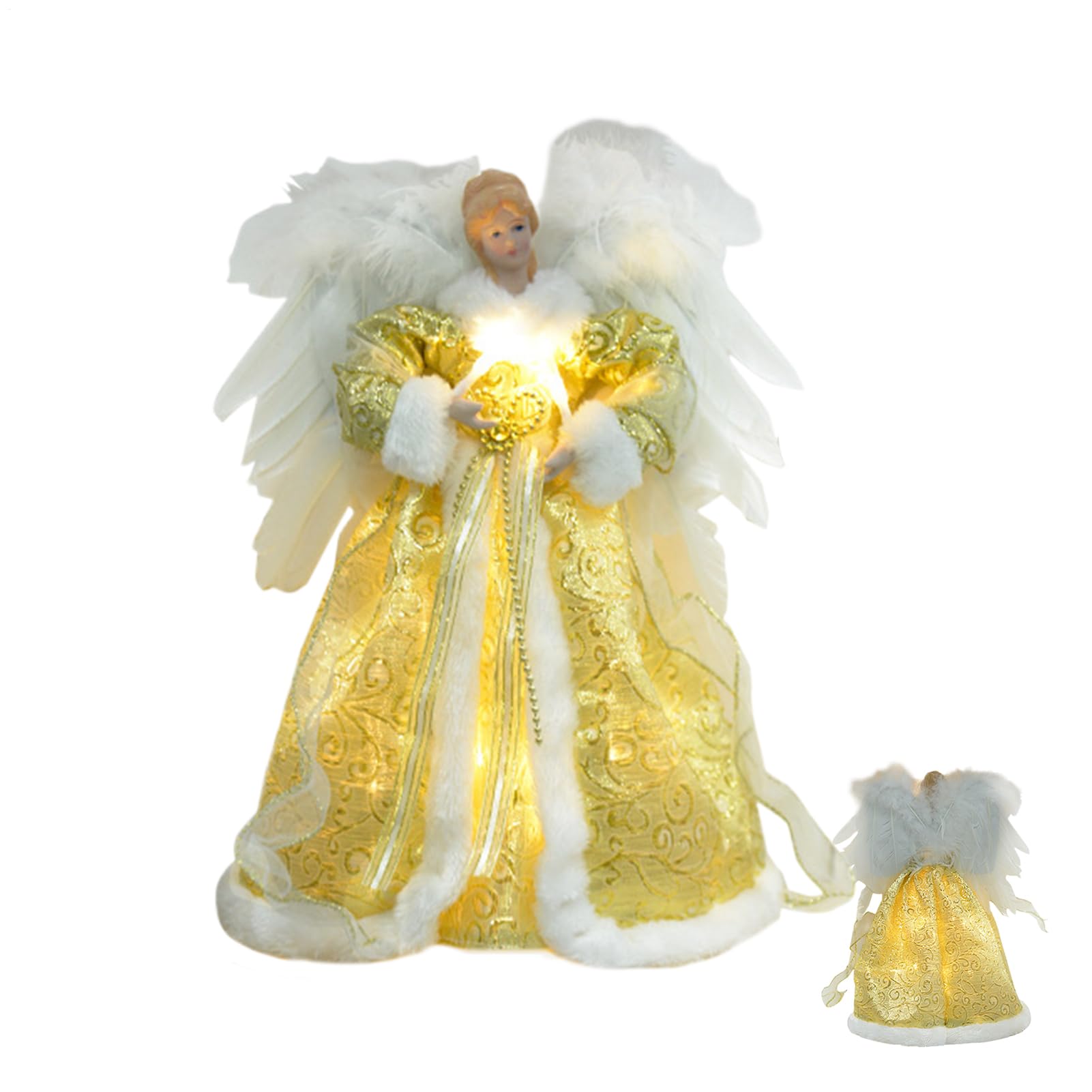 Ángel de Navidad para árbol con luces LED ideal para decorar tu estudio u oficina