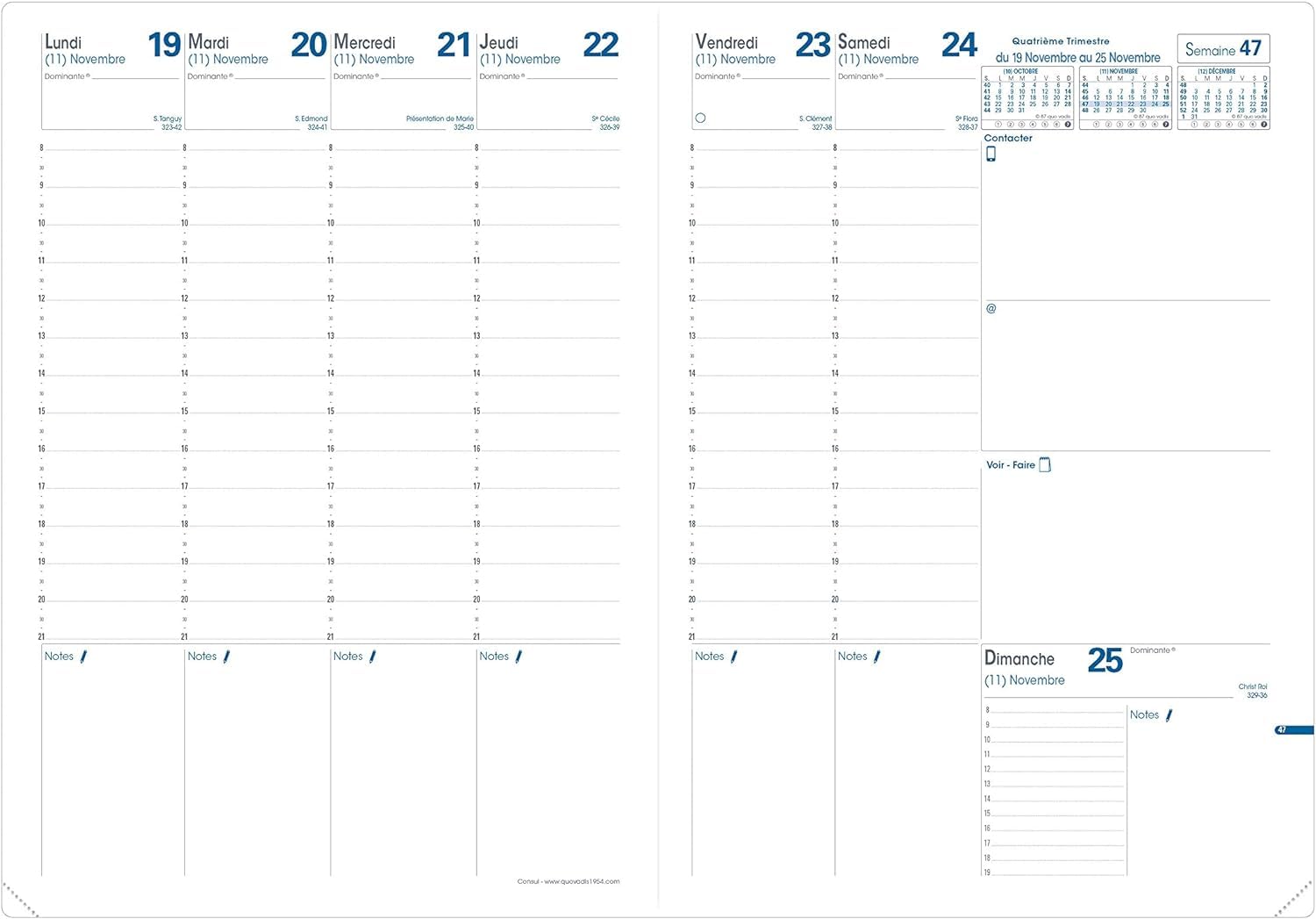 QUO VADIS – 1 agenda semanal cónsul impala negro – diciembre de 2023 a diciembre de 2024 – Dimensiones: 21 x 29 cm