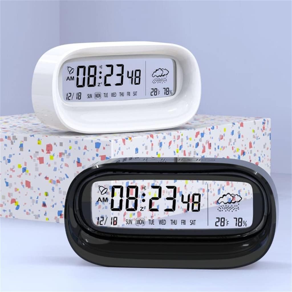 Digital Alarm Clock Temperature Humidity Candar Weather Tab Clock Ectronic Clocks for Living Room (D One Size)