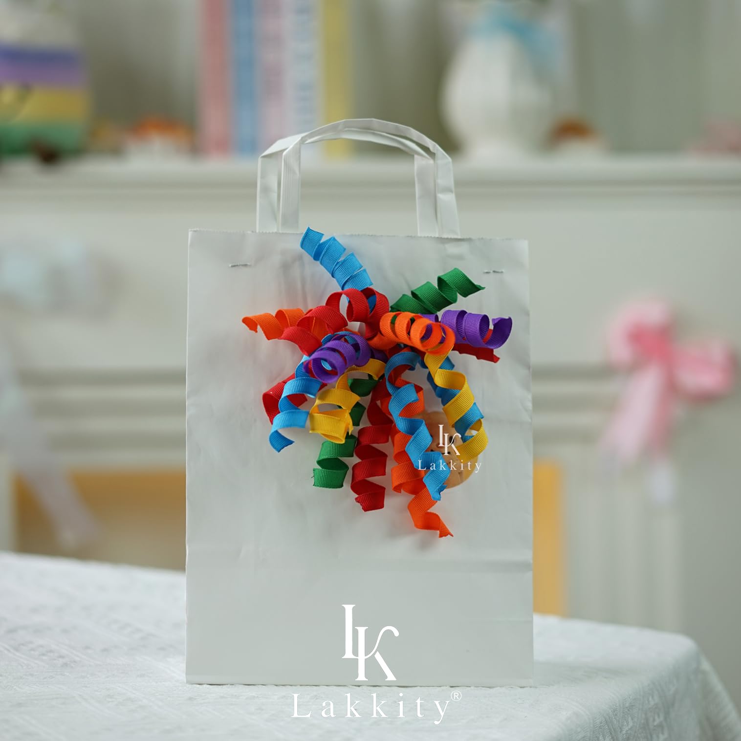 LAKKITY 17,8 cm gelockte Schleifen zum Verpacken von Geschenken, 8 Stück, selbstklebende Schleifen, Geschenkschleifen für Geschenke, Kuchen, Bandschleifen für Geburtstag, Hochzeit, Weihnachten