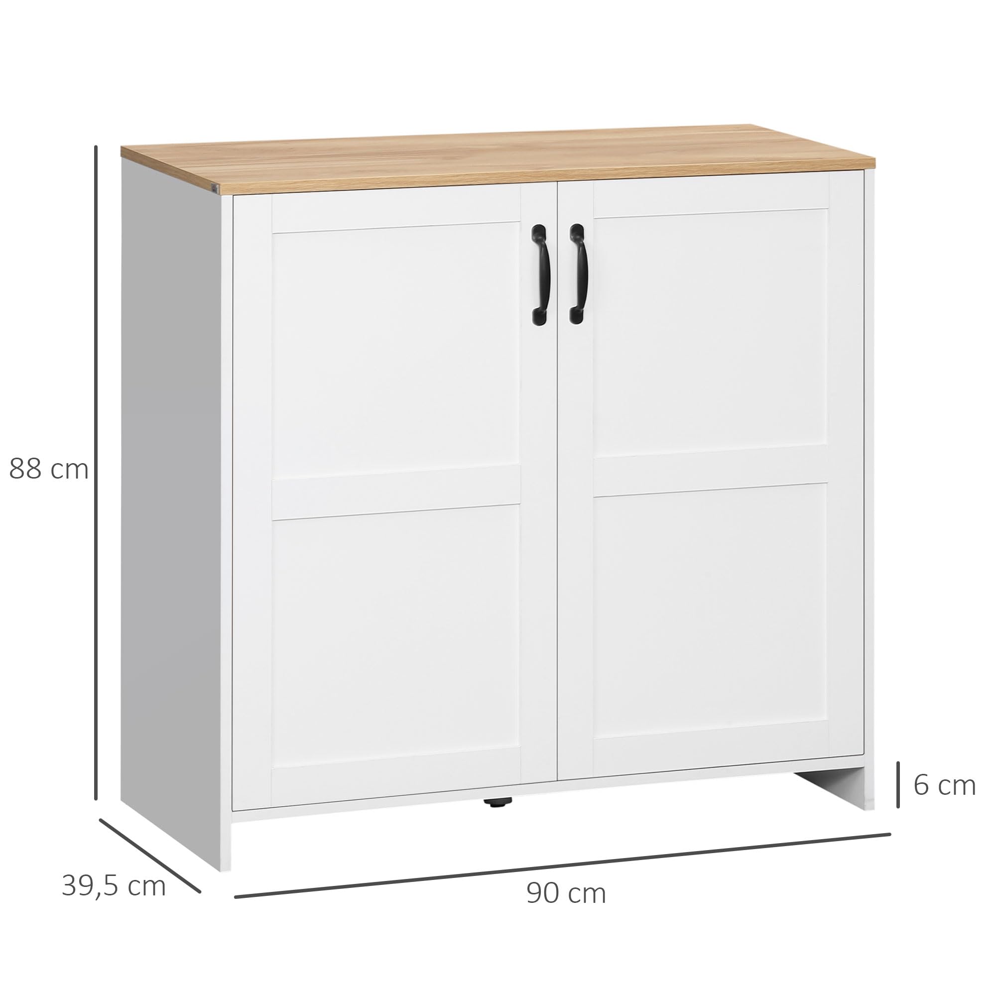 HOMCOM Armoire Meuble de Rangement Blanc et Aspect Bois 90 x 39,5 x 88 cm