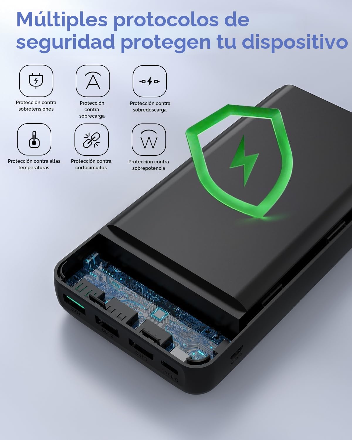 Powerbank 60000 mAh de Gran Capacidad, 22,5 W Carga rápida, USB-C 4 Salidas, Batería Externa Pantalla LED, Batería Externa Compatible con iPhone Tabletas Android, etc