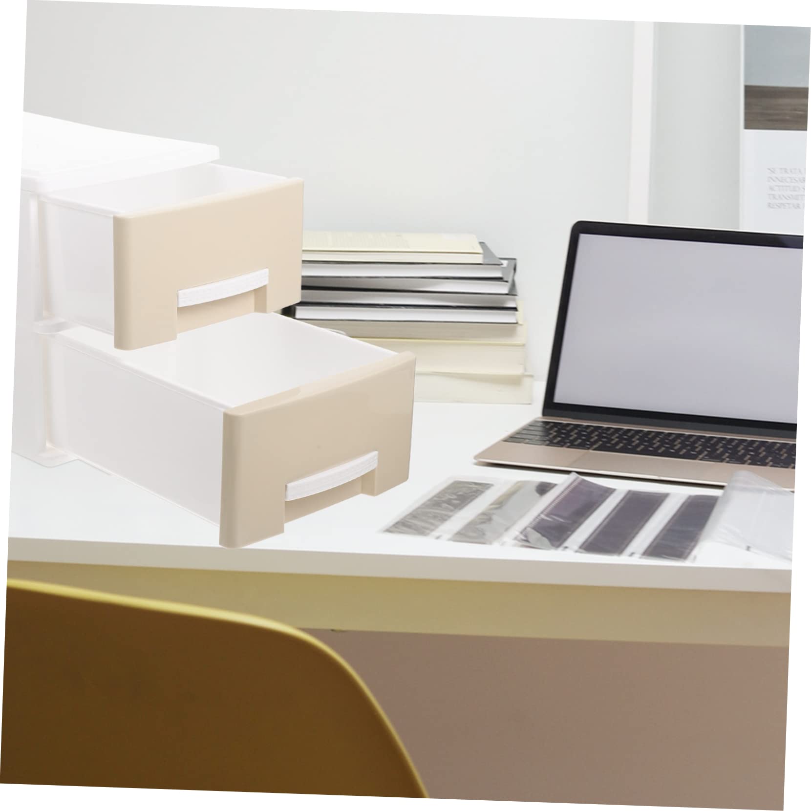 Scatola Portaoggetti da Scrivania a Due Livelli Cassetti | Colore Kaki, Plastico Resistente, Struttura Multiuso, Adatta per Desktop e Housewarming