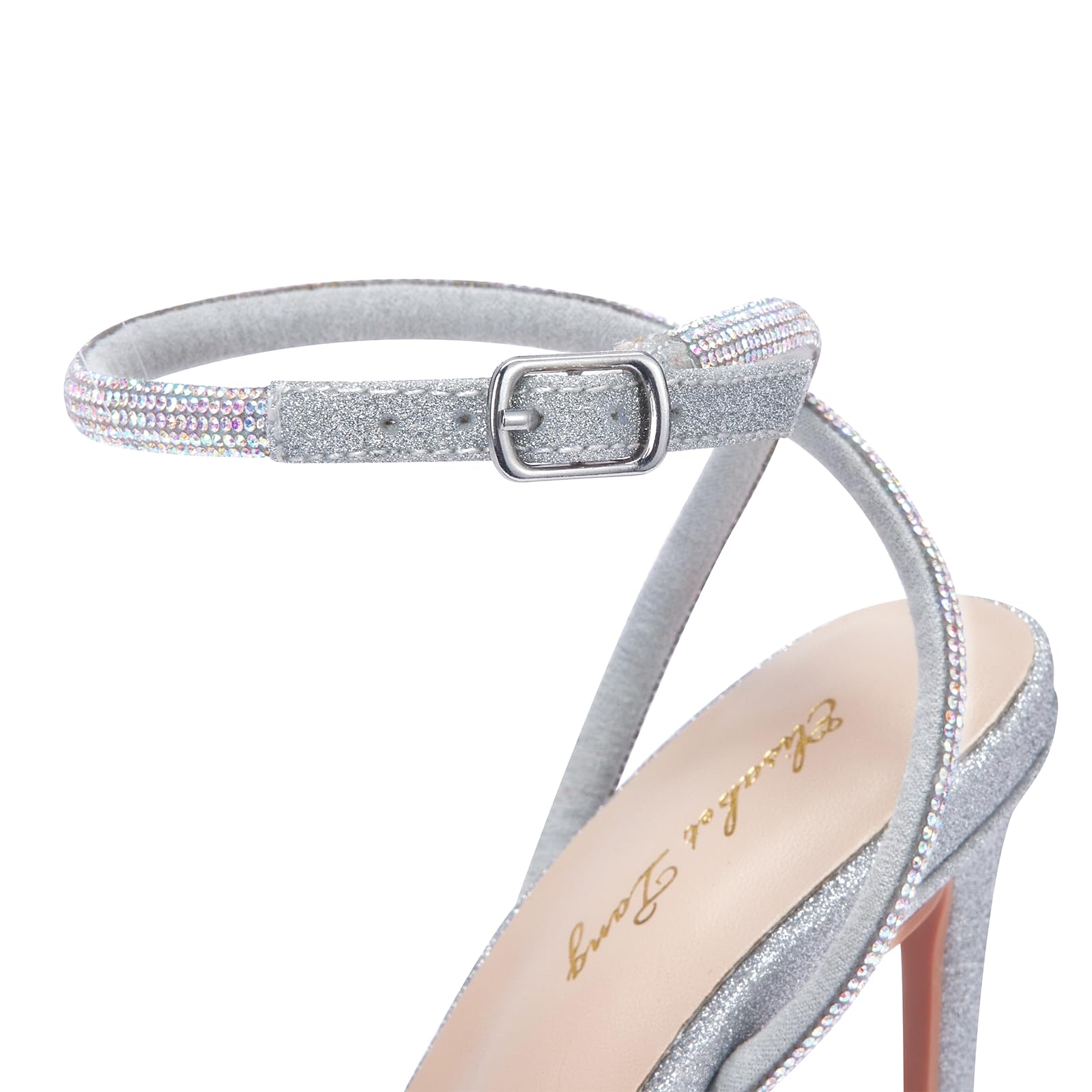 Zhabtuc Scarpe col Tacco Alto da Donna, Sandali con Lacci e Fiocco in Raso e Strass, Punta affilata, Cinturini con Fibbia alla Caviglia