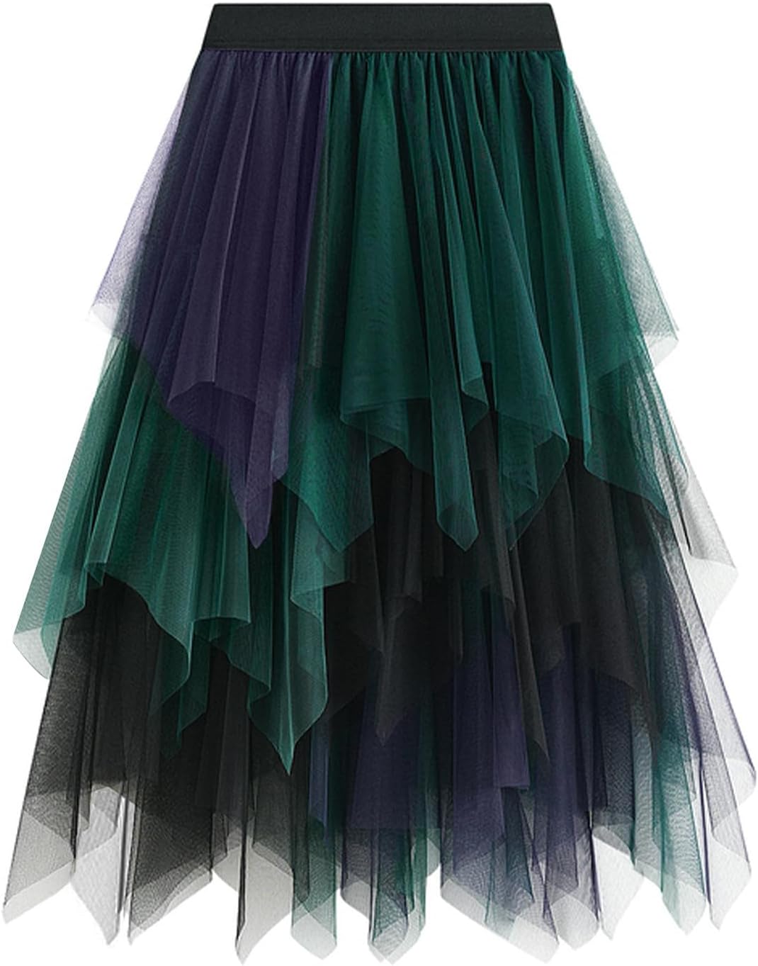 Tulle Skirts for Women Midi Long Fairy Skirt Tutu A-Line Mesh Layered High Elastic Waist Halloween Skirts