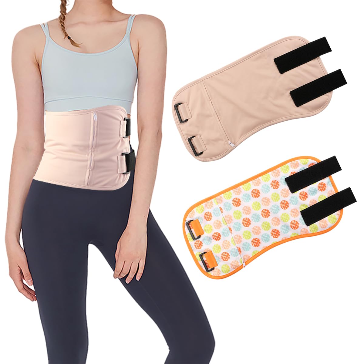 Hi Sprout2pack Castor Oil Pack Wrap for Liver Detox with Adjustable Velco Elastic Strap and Oil Spill Resistant Design, Made of Skin-friendly Bamboo Cotton and Waterproof PUL Fabric (Colorful Dots)