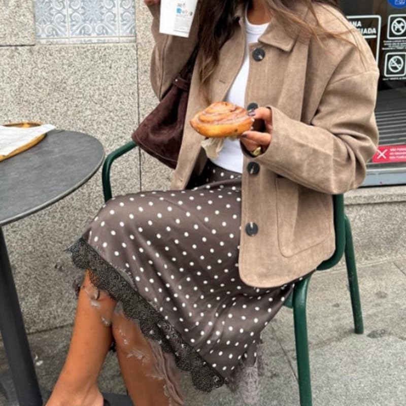 Women Satin Lace Trim Long Skirts Elastic Waist Asymmetric Hem Midi Skirts Lace Half Slip Maxi Skirts Streetwear - Image 3