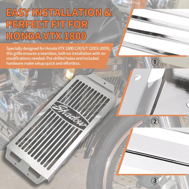 Motorcycle Radiator Cover Guard Grill Grille Shroud Cooler Protector Compatible With Honda Shadow Aero VT750 2004-2019 Spirit 750 VT750