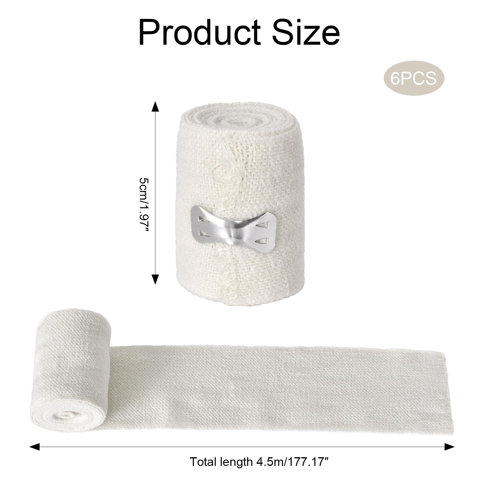 6 Rollos de Vendajes Elásticos Médicos, Vendajes Simples, Suave y Transpirables, Fijación Médica para Rodillas y Muñecas, Adecuados para el Cuidado de Heridas y Protección de Articulaciones (5cm)