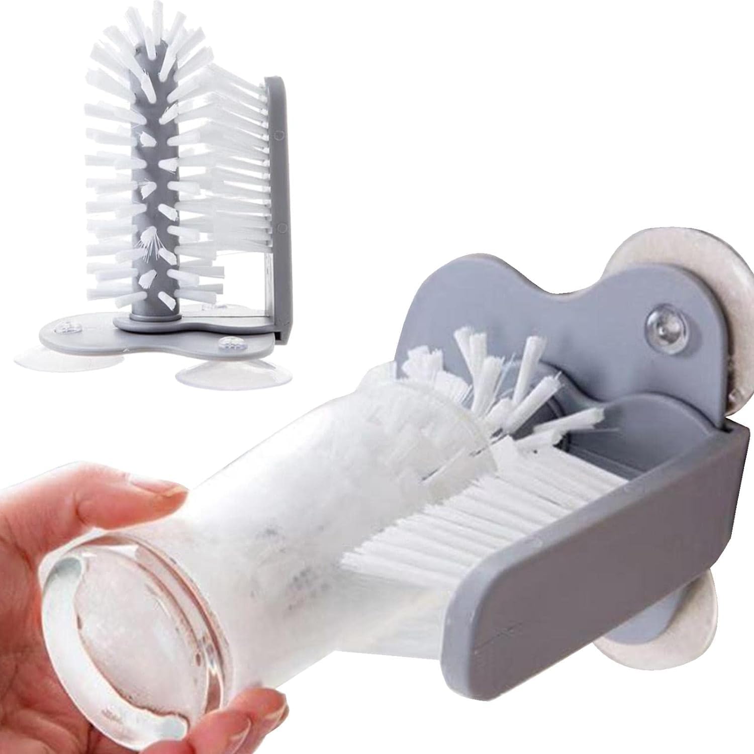 VYAKAT Glass Washer with Double Sided Bristle Brush, Glass Cup Brush Cleaner with Suction Cups, Standing Glass Bottle Cup Cleaner for Bar Kitchen Sink Washing Cleaning Tools (B0CJFTKBSN) Amazon Price History, Amazon Price Tracker