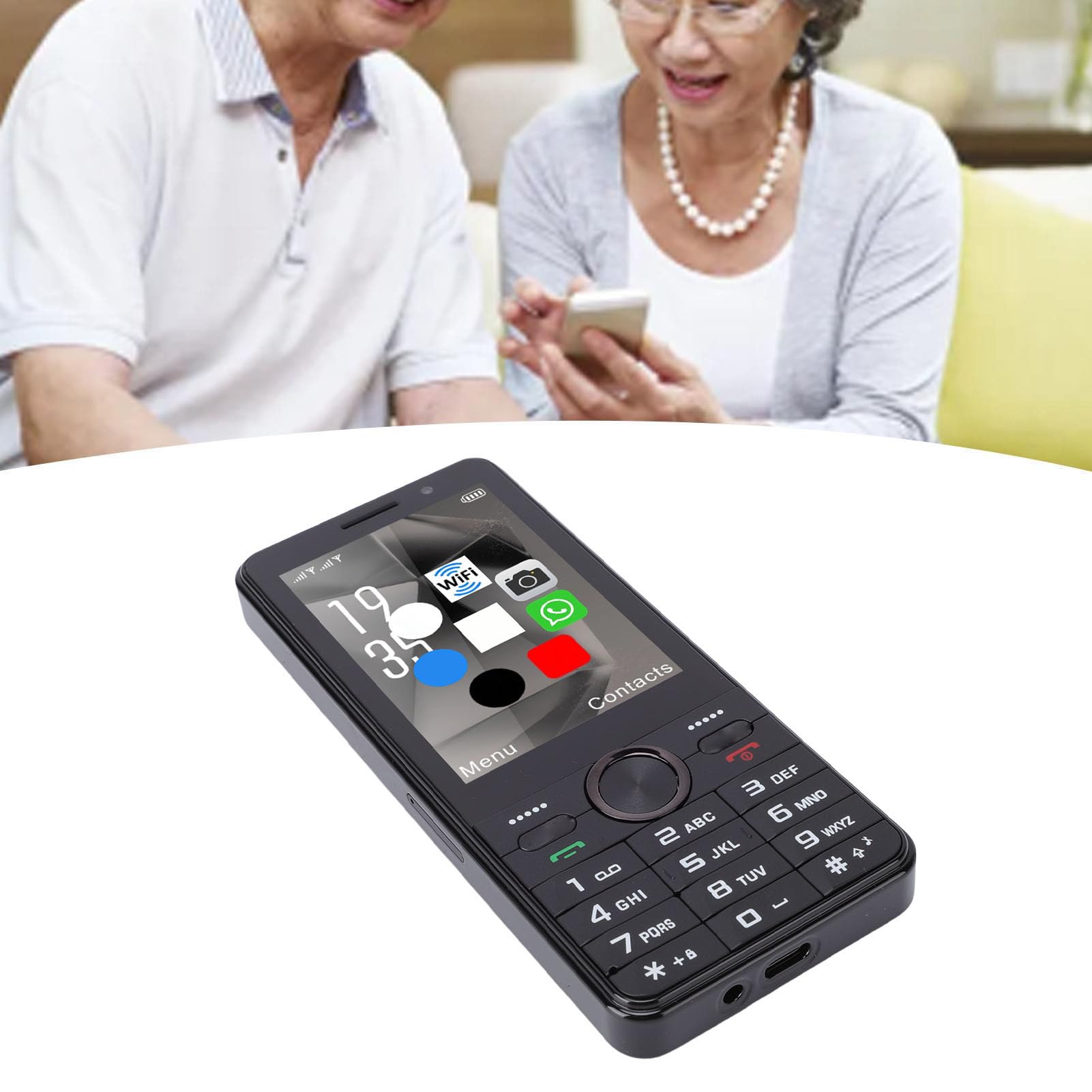 Tonysa Telefono Sbloccato 4G 2G 3G 4G Telefono Cellulare Doppia Scheda SIM Touch Screen HD da 3,5 Pollici Tasti Grandi WiFi Bluetooth 8.1 con Batteria da 2500 MAh per Anziani Viaggi (BLACK)