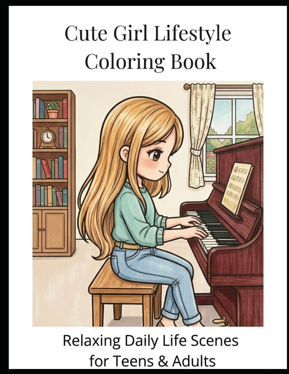 Cute Girl Coloring Book: Relaxing Daily Life Scenes for Teens & Adults