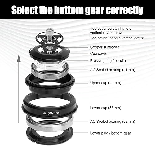 Miniatura 5 de Auriculares para bicicleta, aleación de aluminio, cubierta corta, accesorios cónicos, tubo de cabeza (1.732-2.205 in)