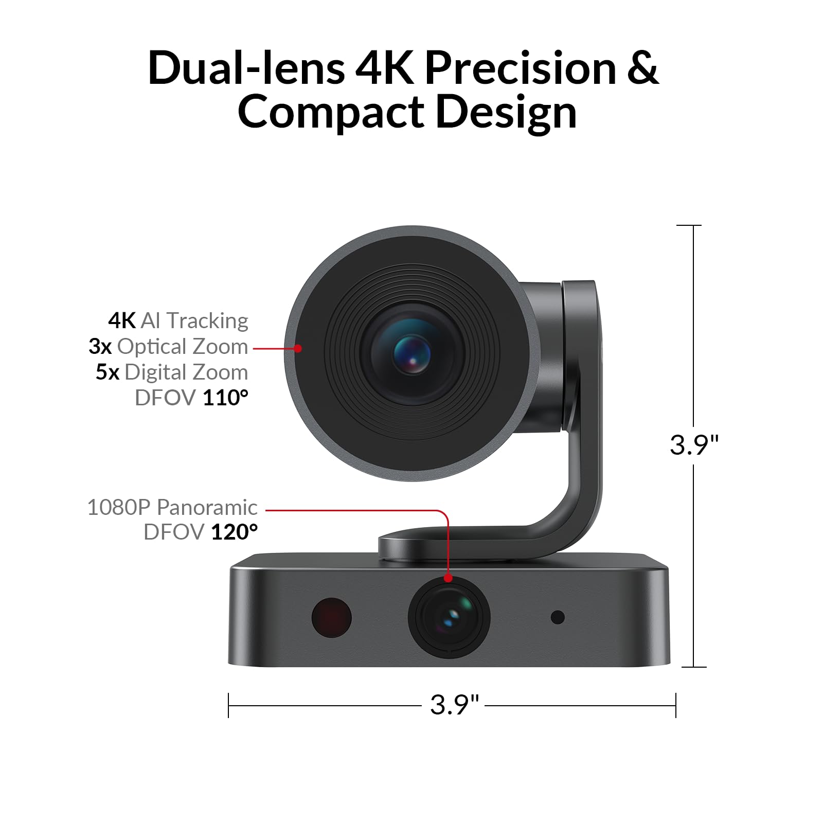 Sistema di conferenza tutto in uno: webcam a doppia lente 4K + vivavoce Bluetooth
