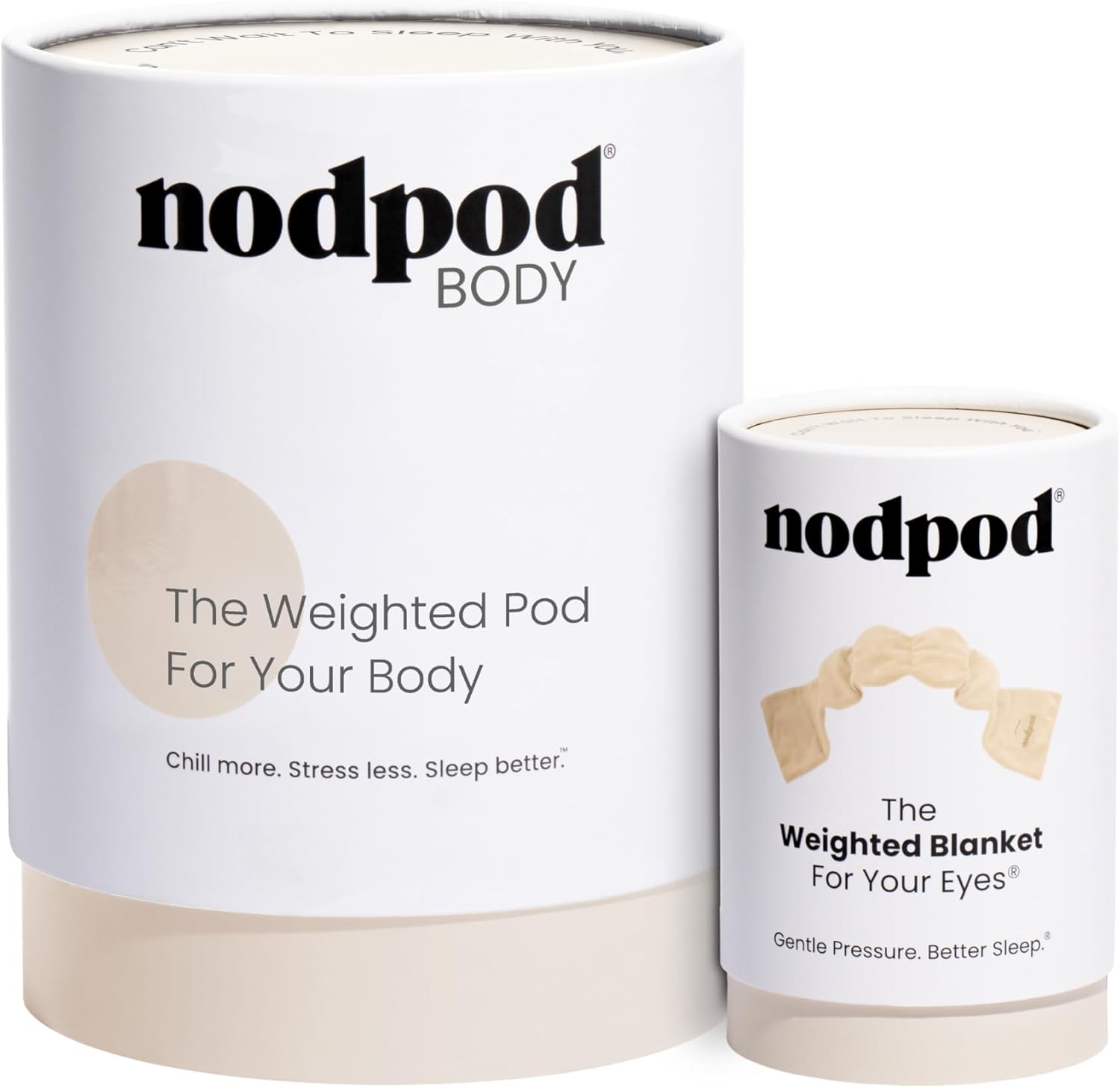 Nodpod Bundle - Weighted Blanket & Sleep Mask – Ultra-Soft Body Blanket with Glass Beads + Light-Blocking Eye Mask – Relaxation, Comfort, Travel & Better Sleep - Bone