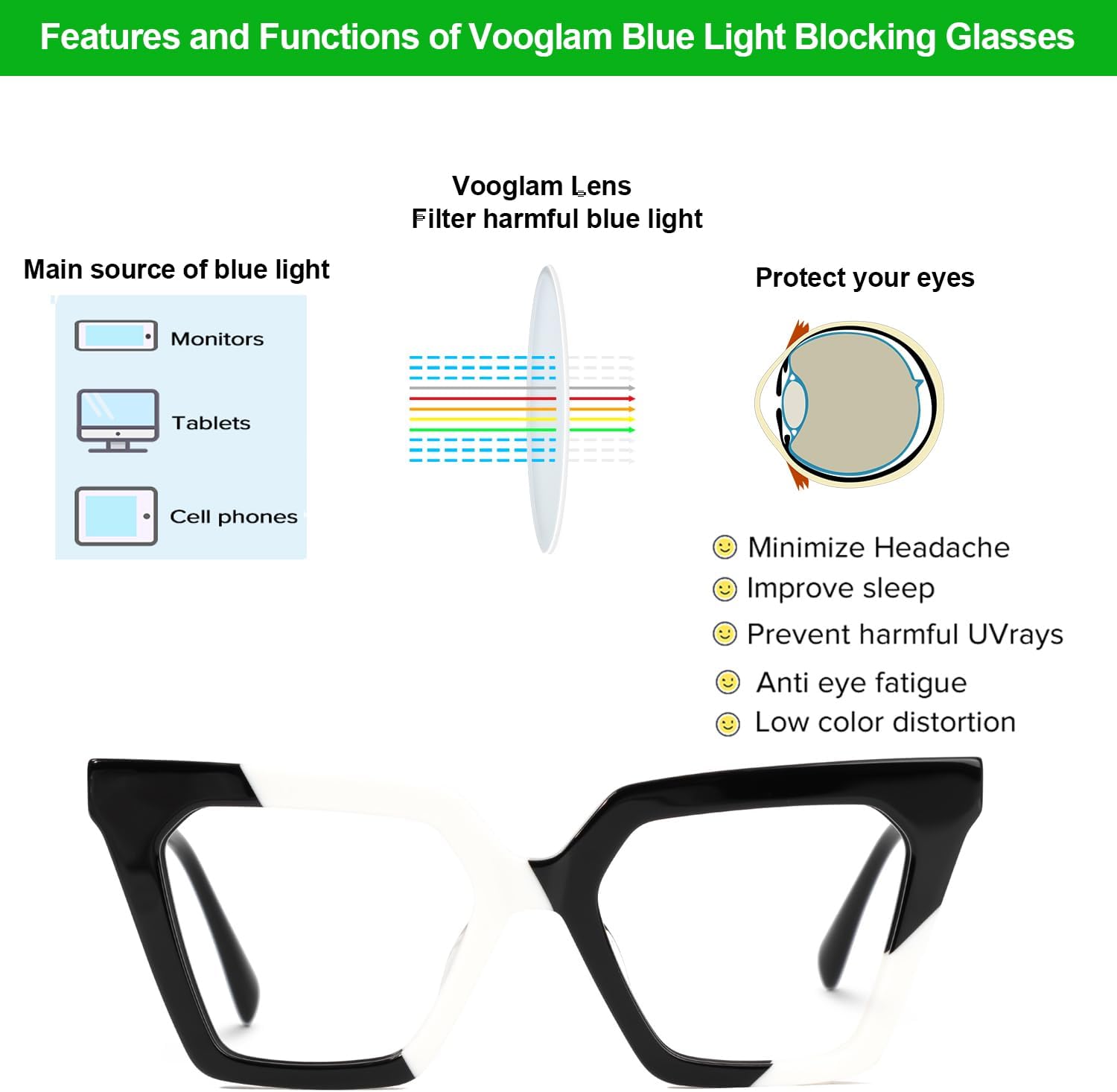 VOOGLAM Tortoise Cat Eye Frame Blue Light Blocking Glasses,Fashion Glasses for Women Anti Eyestrain & UV - Image 5
