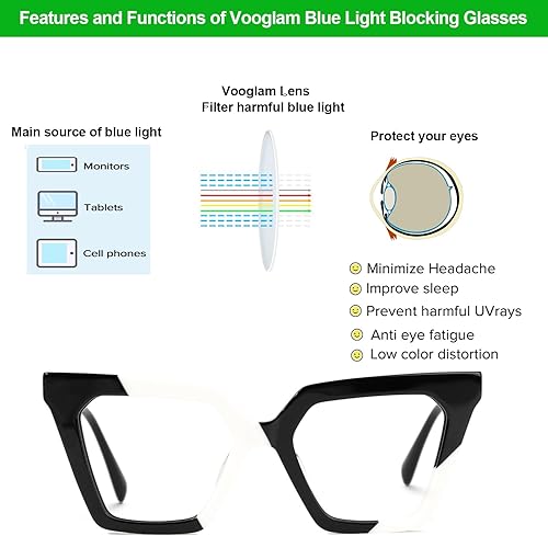 Miniatura 4 de VOOGLAM Lentes de bloqueo de luz azul con marco de ojo de gato de tortuga, anteojos de moda para mujer, antifatiga ocular y rayos UV