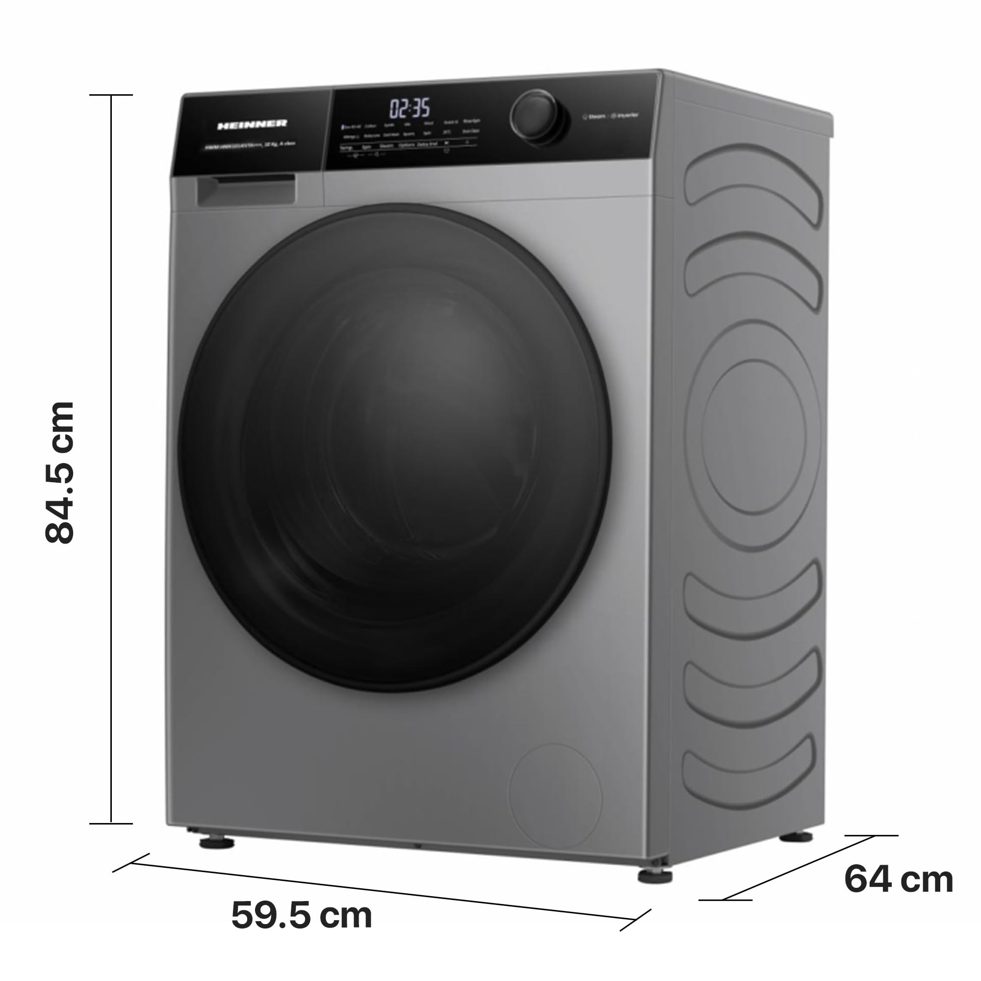 HWM-HMK1014IVTA+++ – Waschmaschine 10 kg, 1400 U/min, Inverter-Motor, 15 Programme, Touch-Display, Energieeffizienzklasse A, Grau Titan, 5 Jahre Garantie (Anthrazit, 10 KG)