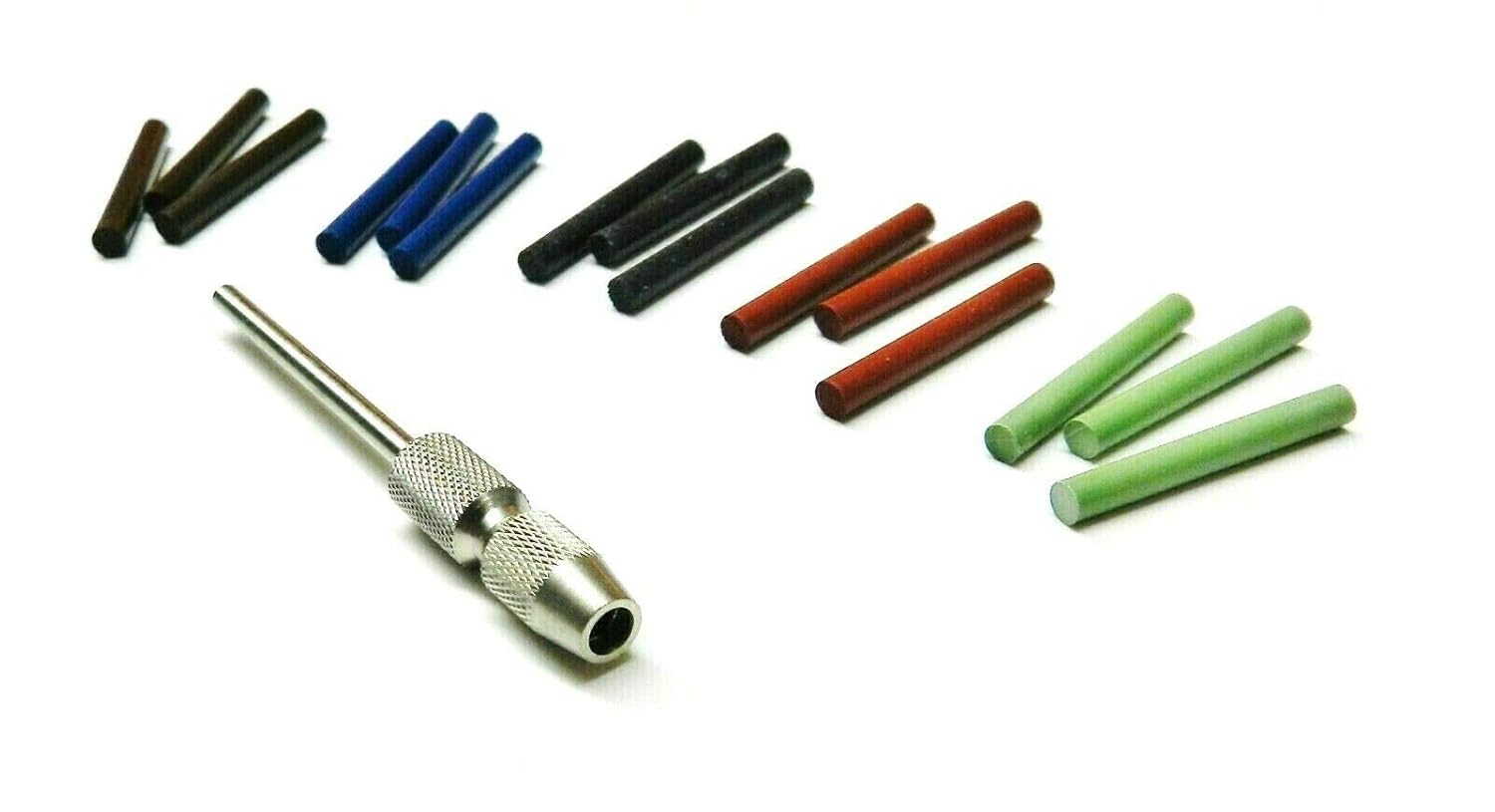 3mm Silicone polishing pins 15PC Assortment Polishing Points of 5 Grades & Chuck Mandrel Made in Germany