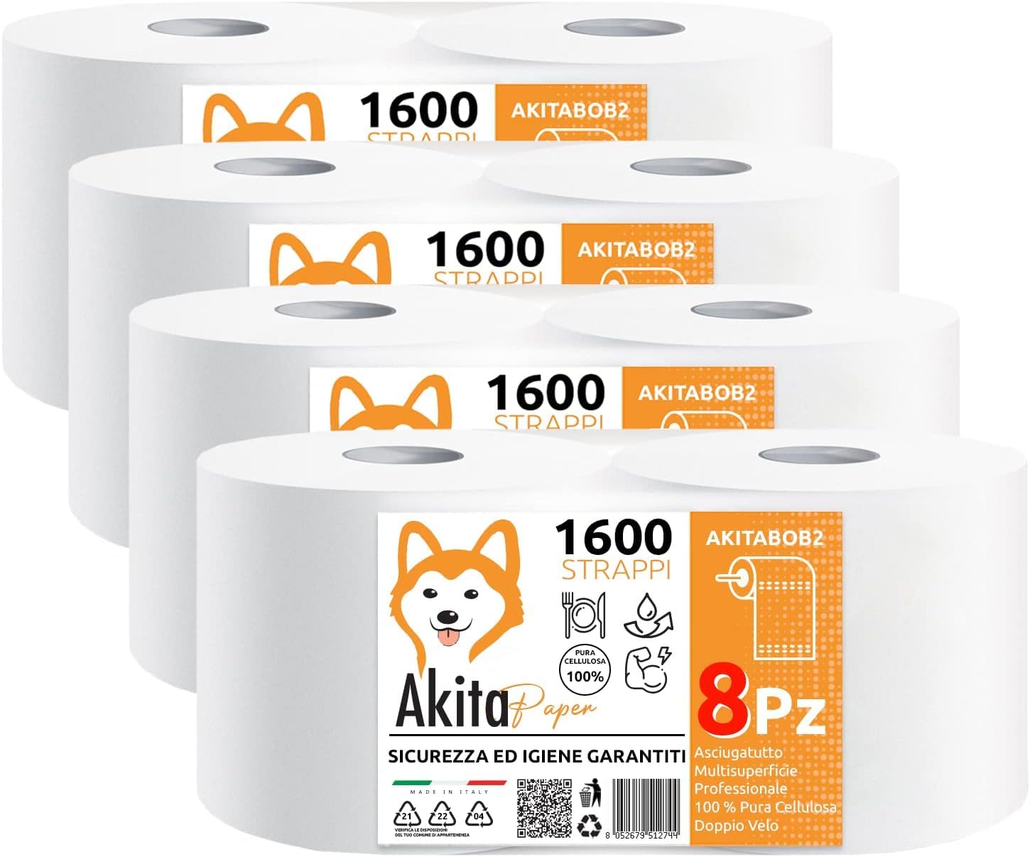 Rotoloni Carta Asciugatutto 8 Kg - 8 Rotoli Extra Resistente, 6400 Strappi - Foto 9