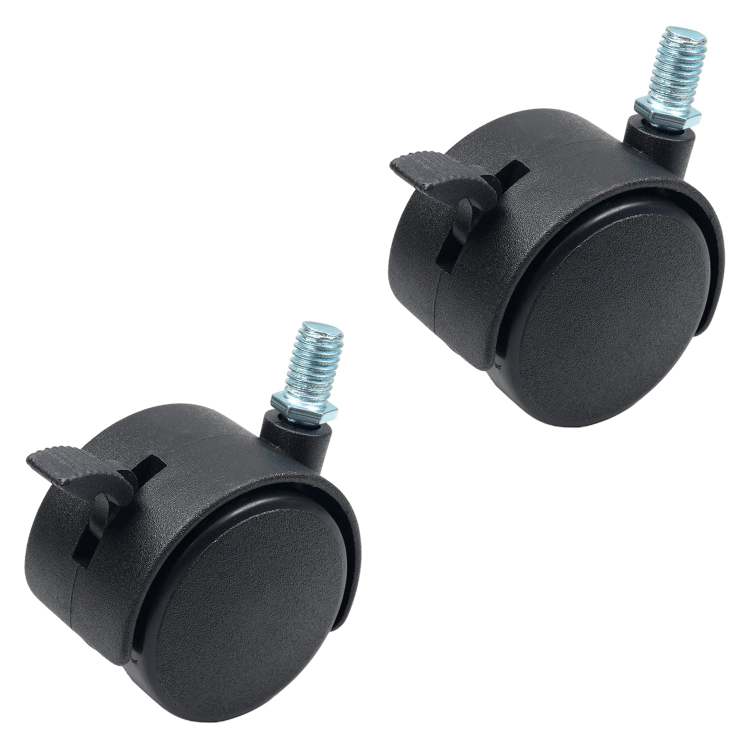 Mromax Black 2 Inch Swivel Castor Wheels 360 Degree Threaded Stem Caster Wheel With Brake, M10 X 15Mm Tone 4Pcs
