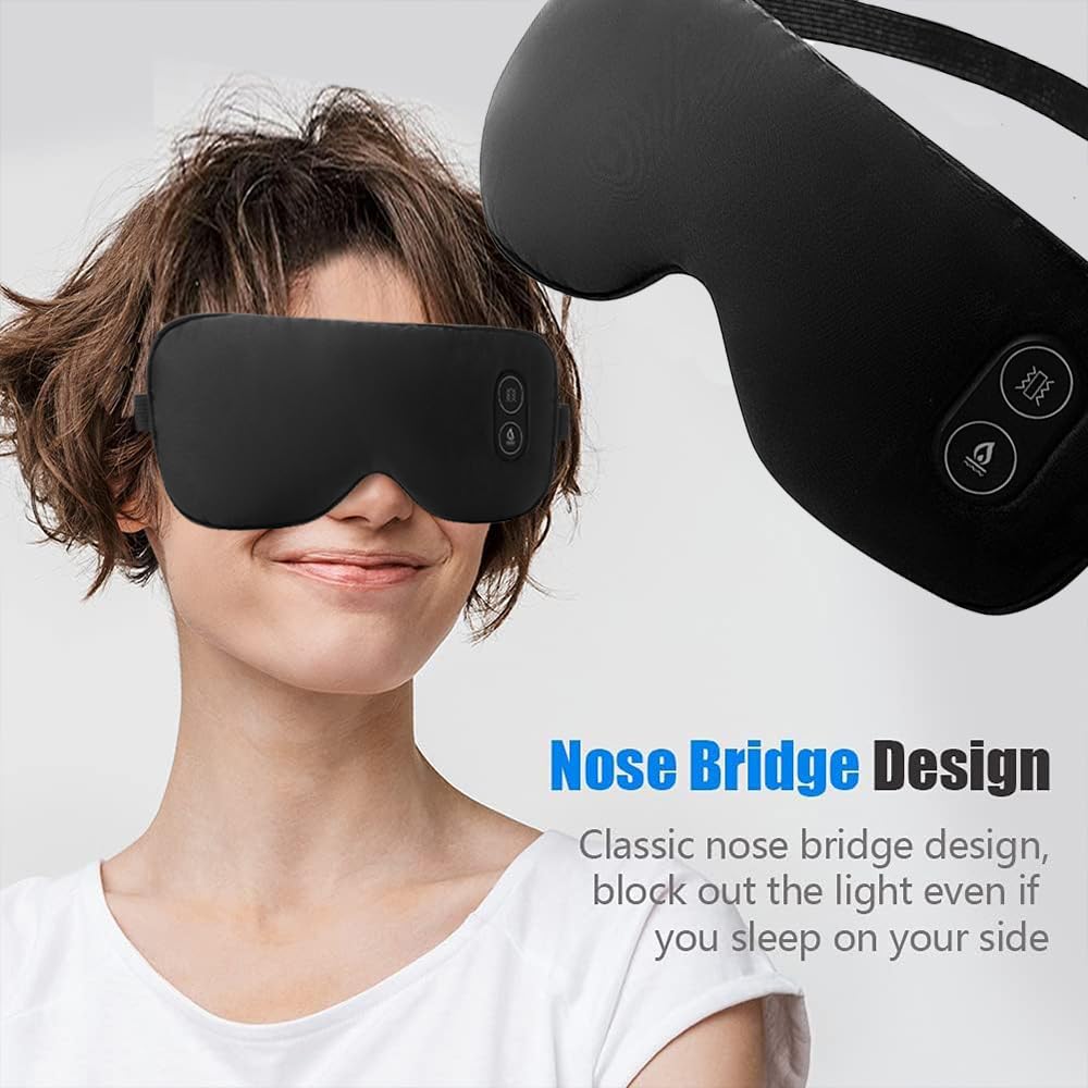 Umisleep Mascherina per dormire, in memory foam, per donne e uomini, mascherina per occhi sagomata 3D, 100% blocco, maschera per dormire a tutta la luce, per viaggi, pisolini, yoga, unisex, nero