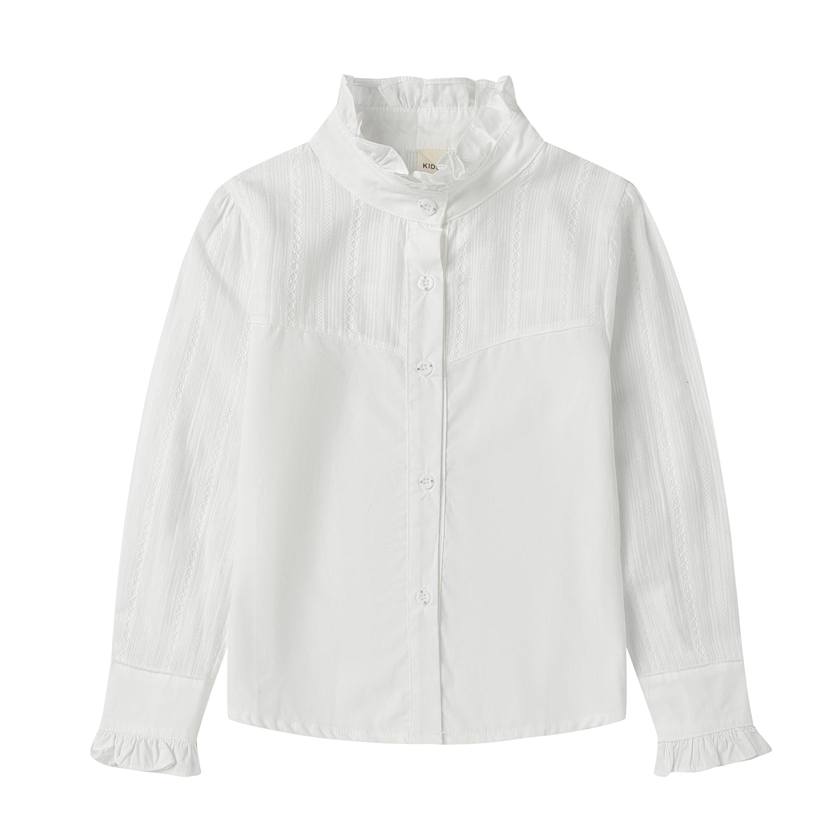 Mud Kingdom Camicia da ragazza con colletto a volant camicetta a maniche lunghe stile vittoriano vintage top in cotone bianco
