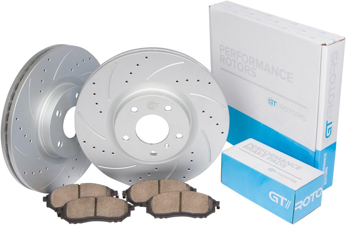 [Front Kit] GT//Rotors Drilled Slotted Brake Disc Rotors