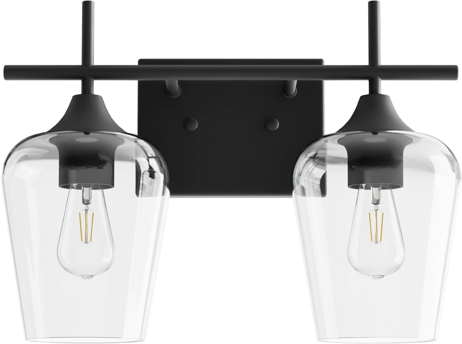 VONLUCE Bathroom Vanity Light, 2 Light Bathroom Light Fixture Over Mirror, Bathroom Wall Lamp with Clear Glass, Modern Black Vanity Lighting fixtures for Bathroom, Bedroom, Hallway