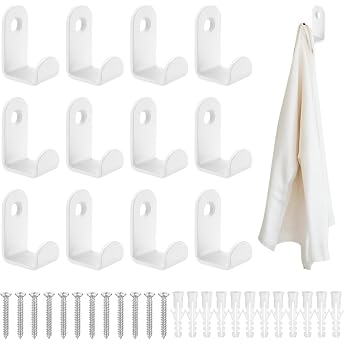Pack of 13 Coat Hooks White for Screwing on Wall White