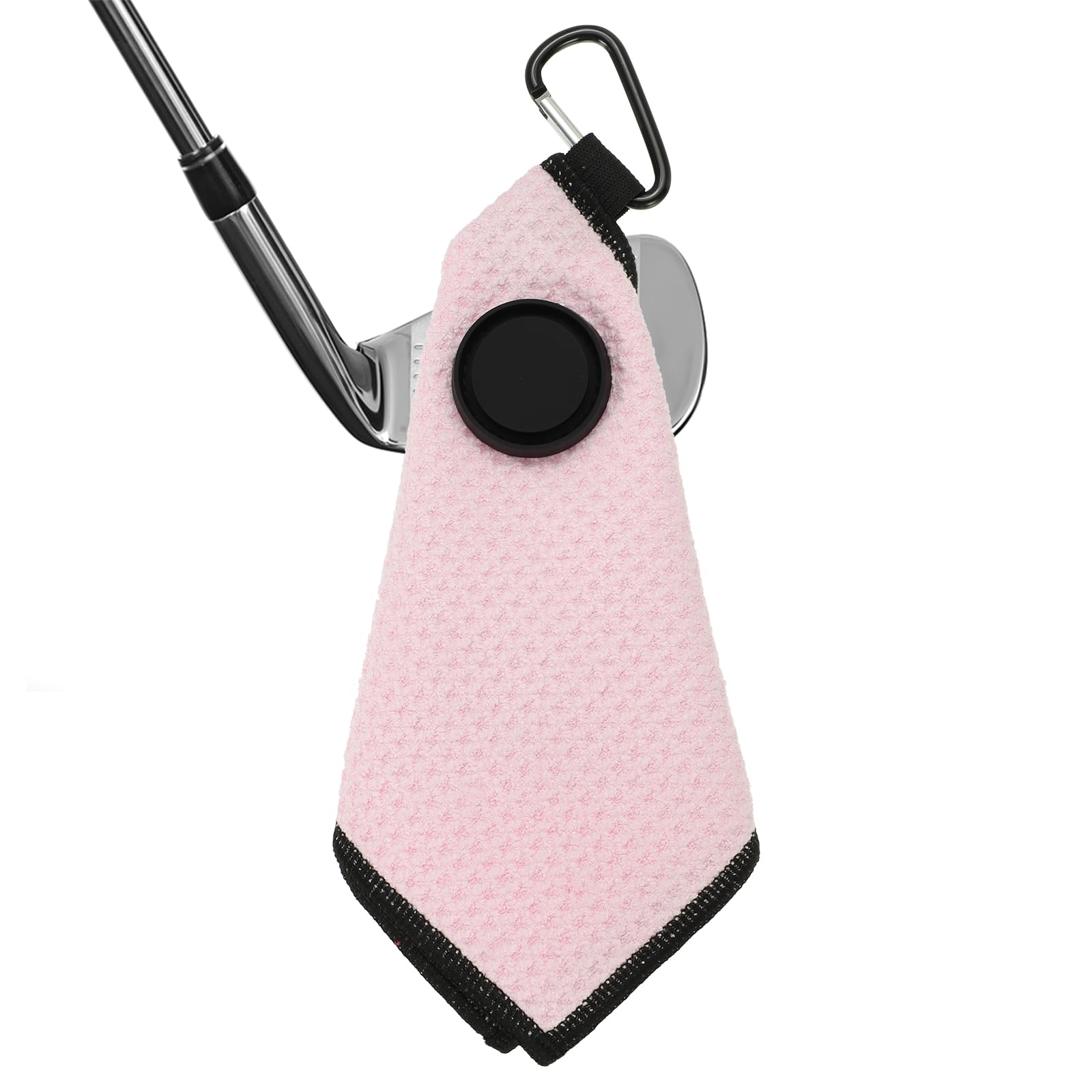 PATIKIL 6"x6" Magnetic Golf Towel with Wire Cleaning Cloth, Microfiber Waffle Pattern Towels with Magnet and Clip for Golf Carts Clubs Golfing Gear, Pink/Black