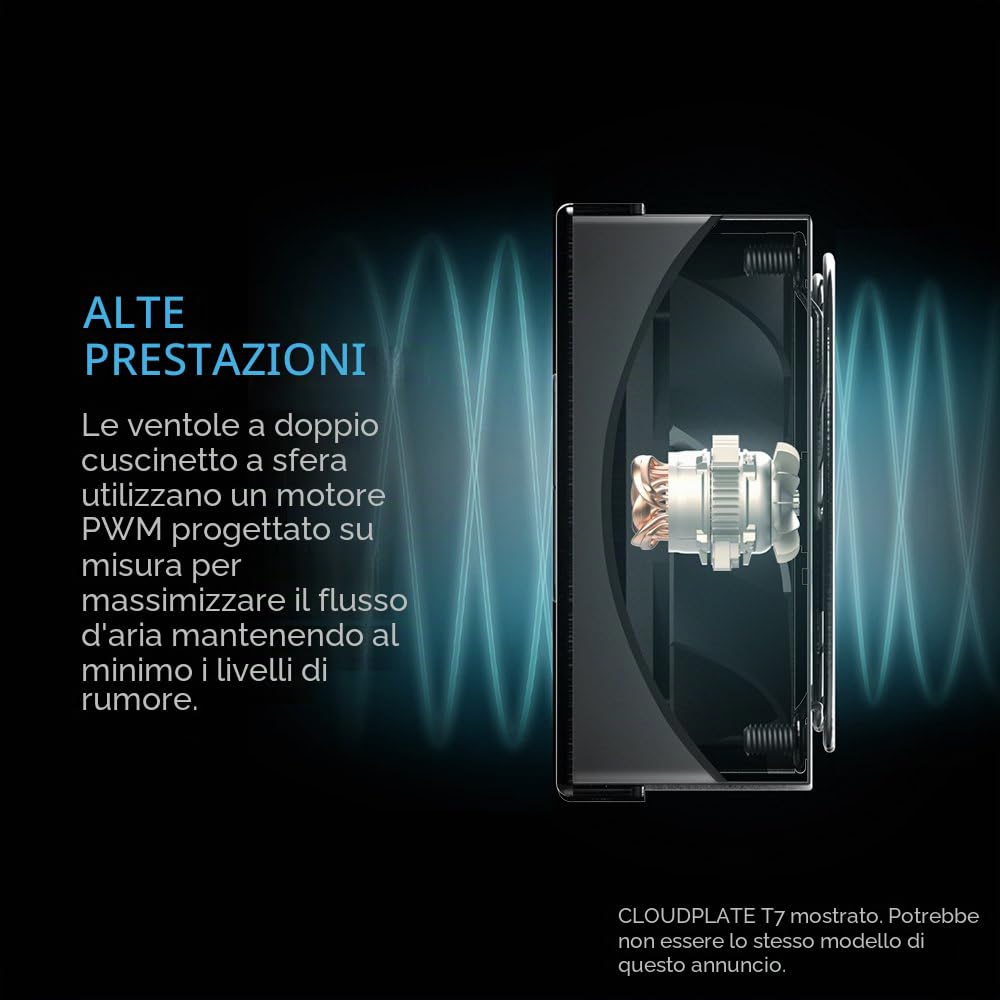 AC Infinity CLOUDPLATE T7-N, Pannello ventola per montaggio su rack 2U, flusso d'aria di aspirazione, per raffreddamento AV, Home Theater, rete rack da 19"