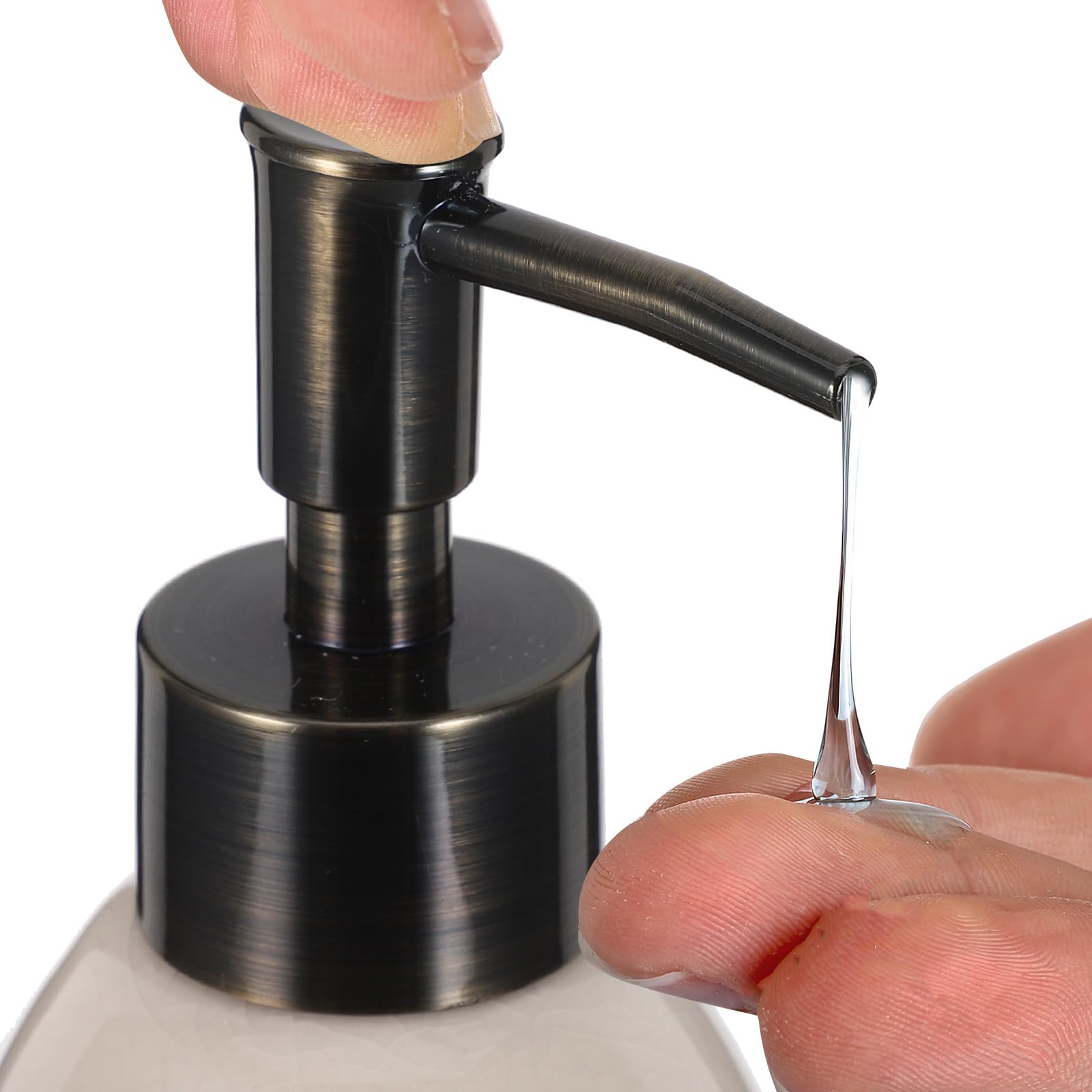 Gadpiparty Dispenser di detersivo per piatti in ceramica, bottiglia per lavaggio a mano ricaricabile, pompa per sapone liquido, contenitore per articoli da toeletta per shampoo e doccia