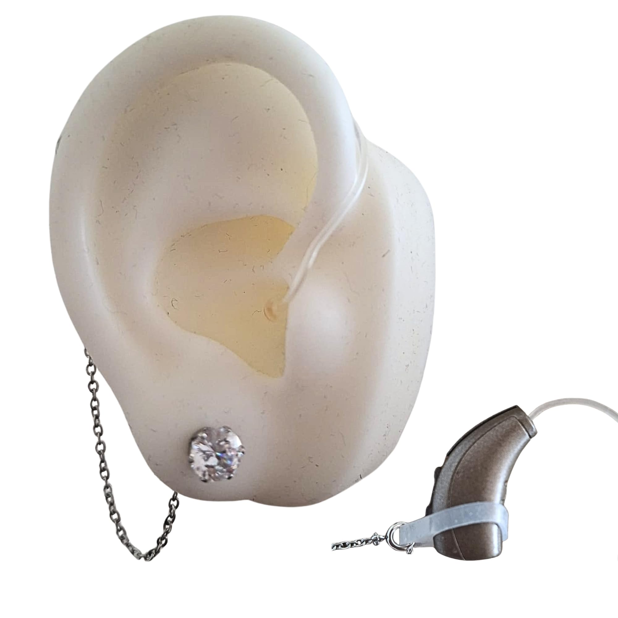 Boucle d'oreille anti-perte pour surdité | Chaîne de rétention pour maintien des appareils auditifs sourds | Empêche les chutes et les pertes d'amplificateurs ou implants cochléaires - Fabriqué à la