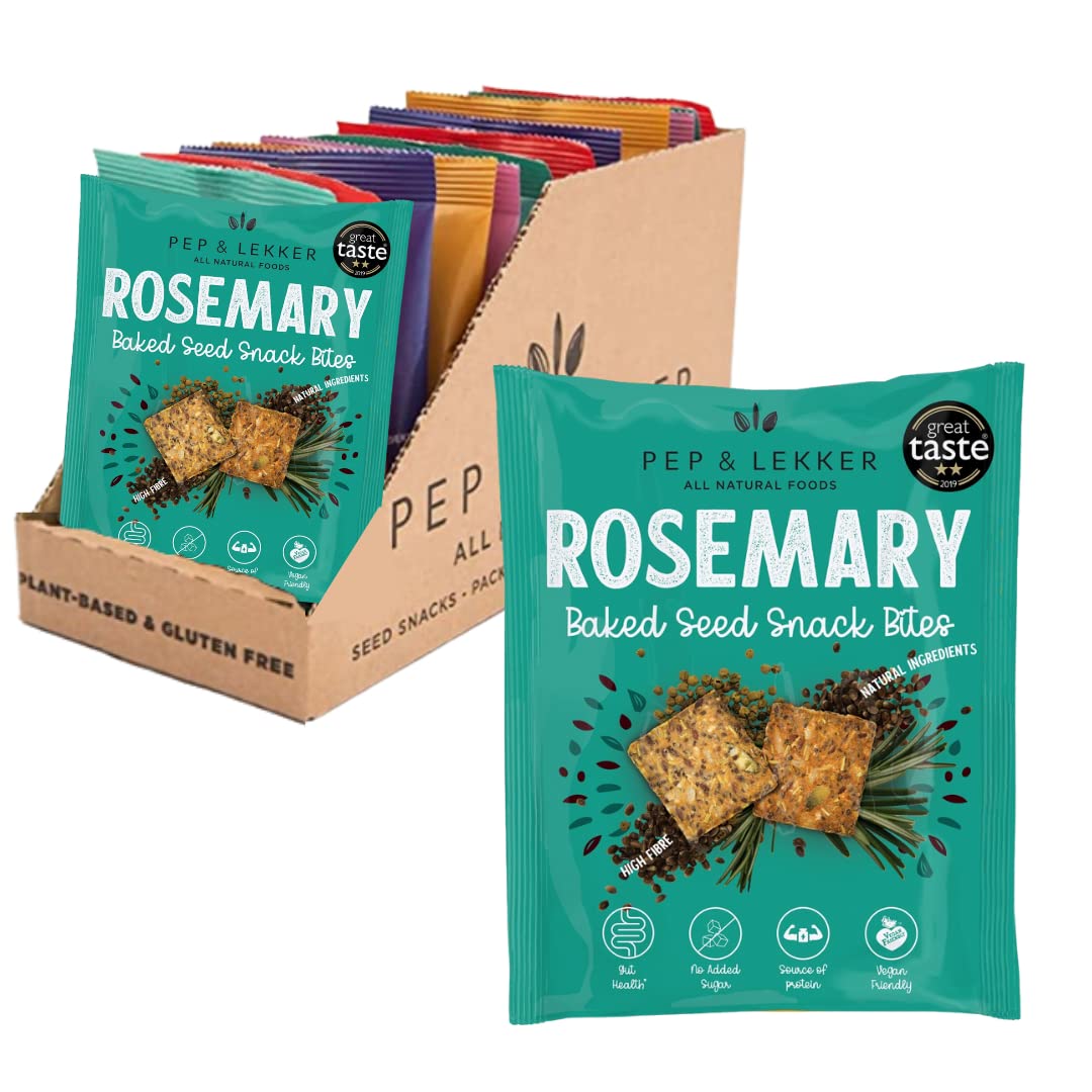 Healthy Snacks by Pep & Lekker - Baked Seed Snack Bites - Mixed Case (12 x 30g) - Plant-Based - Gut Health - High Fibre - No Added Sugar - Natural Ingredients - Vegan - Low Sugar - Gluten Free