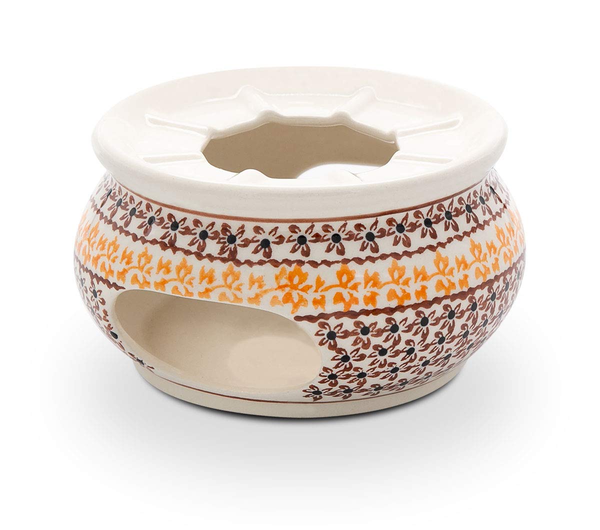 Réchaud en céramique artisanale décor 973 Bunzlauer pour table raffinée