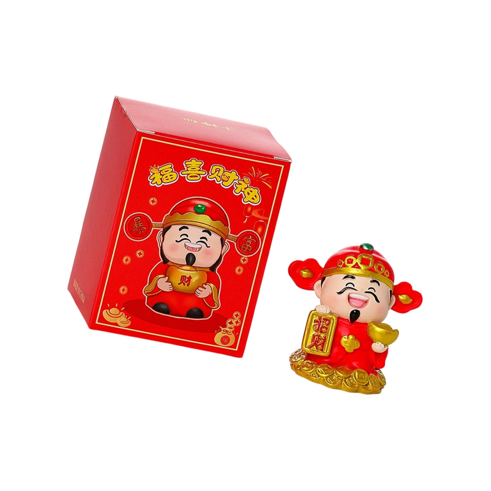 Shunzhong God of Fortunes Figurine Resins Sculpture Fengshui Decor Desktop Bring Wealth God of Wealth of Fortunes Caishen Figurine Sculptures