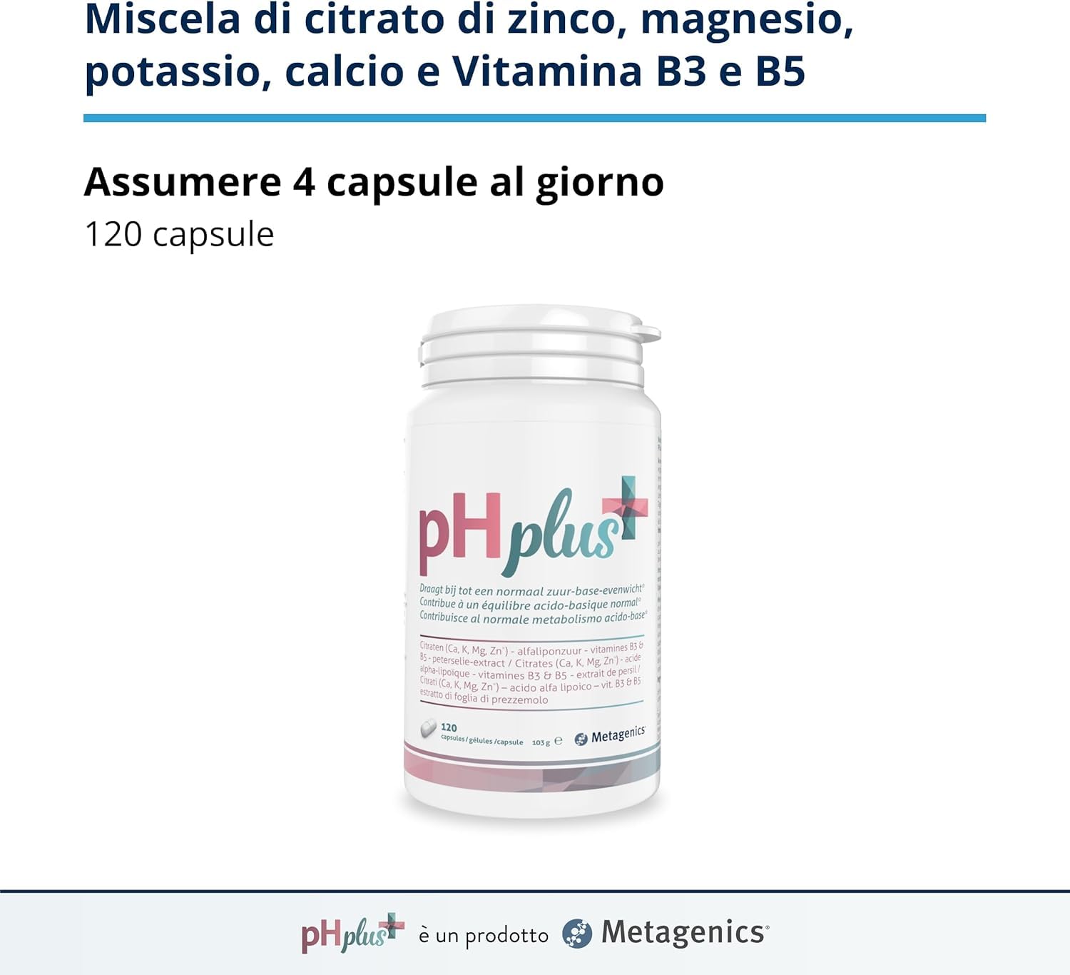 Metagenics pH Plus - Supporta l’Equilibrio Acido-Base Normale - 120 Capsule