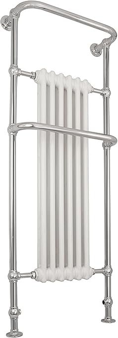 Global Toallero de estilo victoriano tradicional con radiador de columna para calefacción central, calentador de toallas de suelo blanco y acabado ...