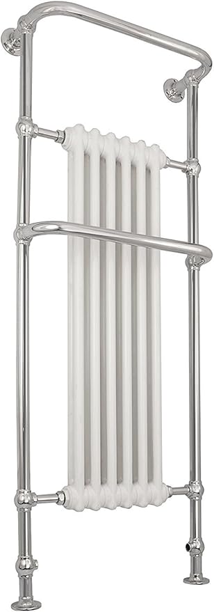 Global Toallero de estilo victoriano tradicional con radiador de columna para calefacción central, calentador de toallas de suelo blanco y acabado ...