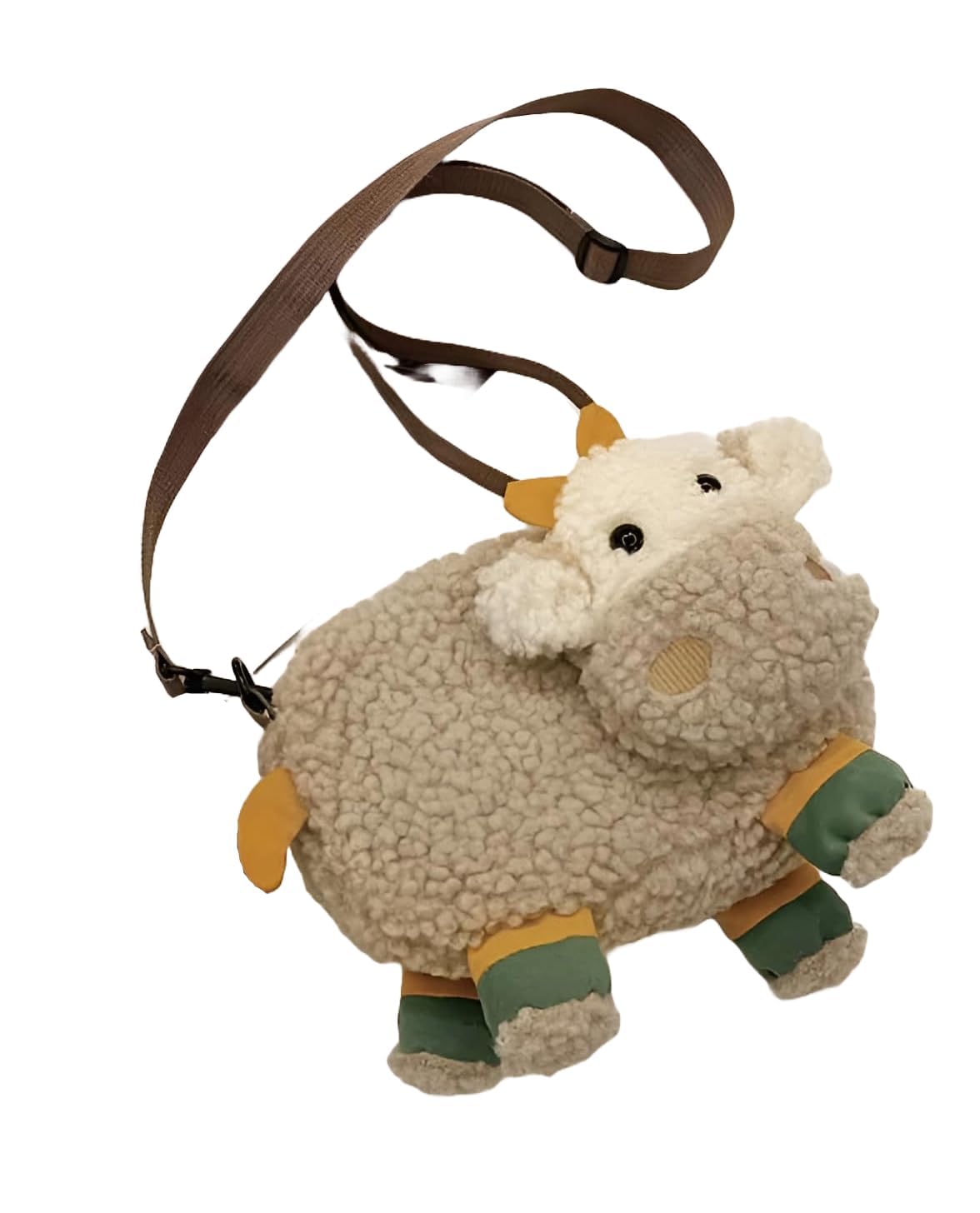 Tickles Cartoon Sheep Design Fluffy Novelty Sling Bag For Kids Girls Birthday Gift (Color: Grey & Green Size: 22x15 cm) (B0CSVW6XNG) Amazon Price History, Amazon Price Tracker