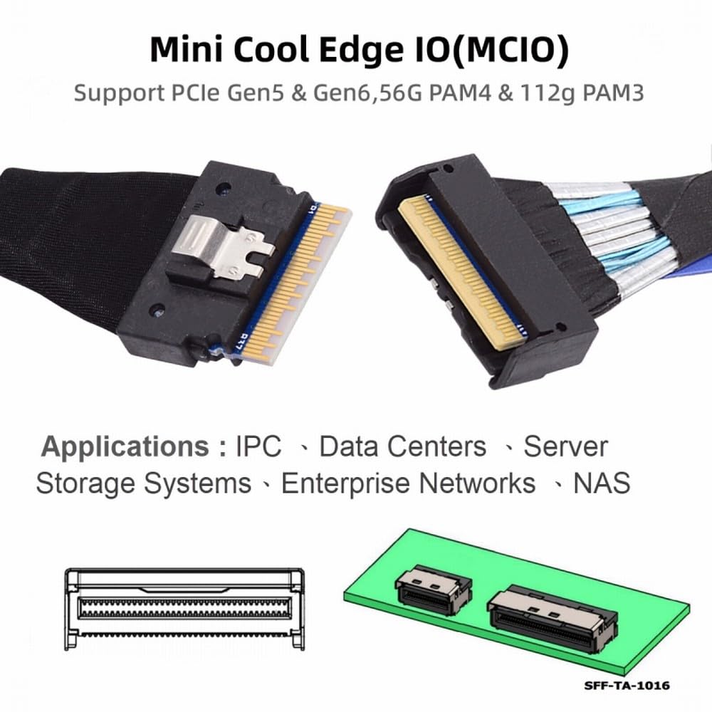 CY Cavo PCI-E 5.0 Mini Cool Edge IO MCIO PCI-E 8i 74Pin Maschio a Slimline SFF-8654 SAS 4.0 74Pin Maschio Extender Cable 50 cm