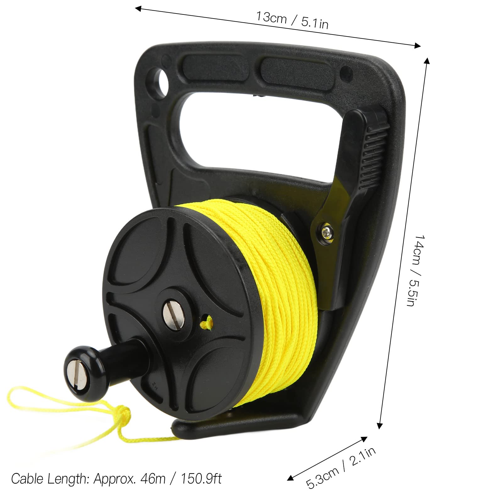 Bewinner Tragbare Tauchspule, 46 M / 150,9 Ft Scuba Dive Reel Kayak Anker mit Daumenstopper, für Unterwasser Taucher Wassersport