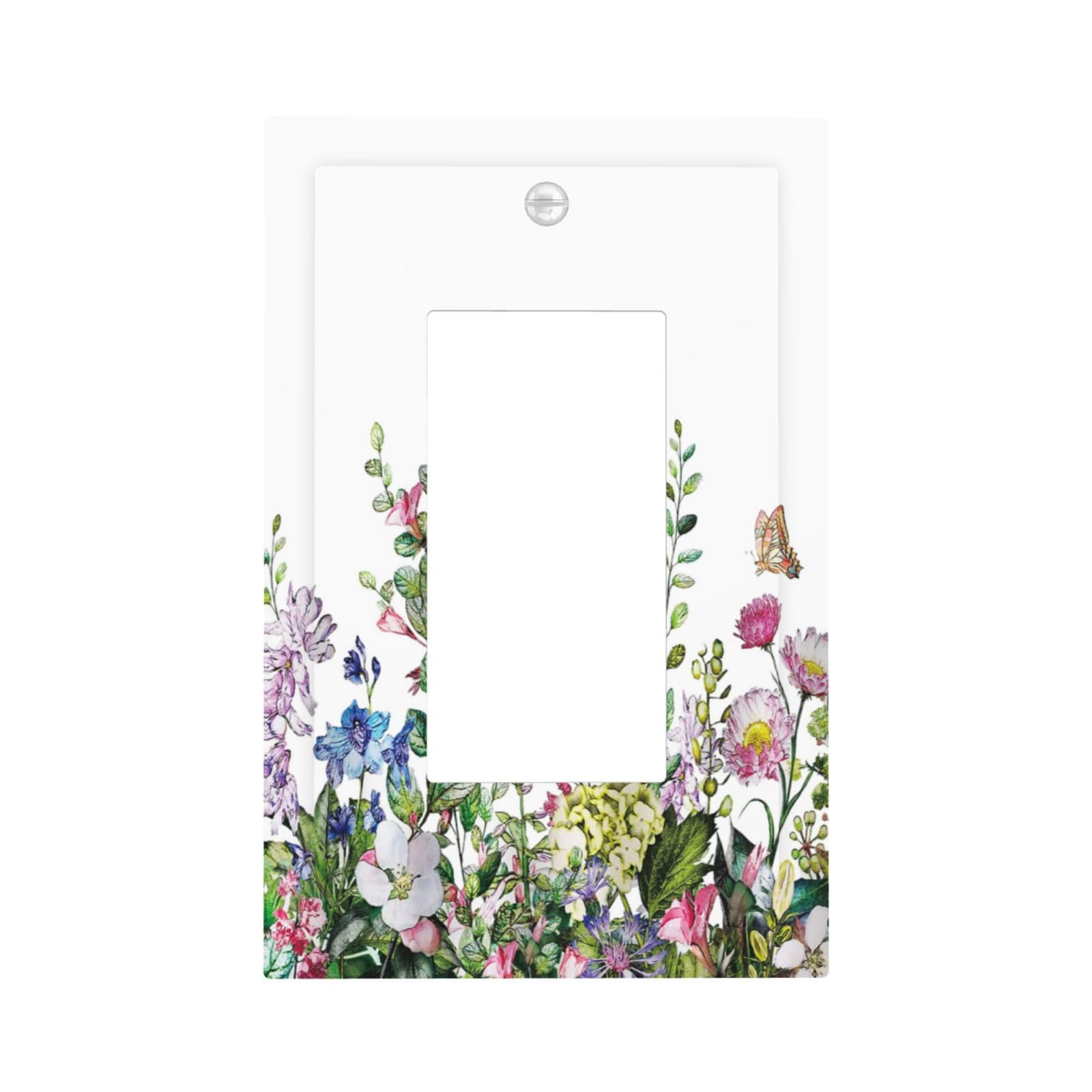 Sghxwp Colorful Flower Plant Rustic Single Rocker/Decora Outlet Covers Decorative 1 Gang Gfci Light Switch Cover Wildflower Floral Green Leaf