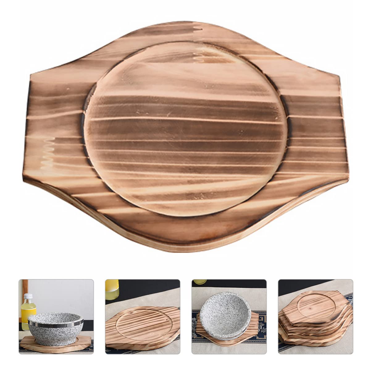 Dolsot Topfuntersetzer aus Stein, hitzebeständig, isoliert, für Blumentöpfe, Bibimbap, Schale, Untersetzer, Holz, 10 Stück