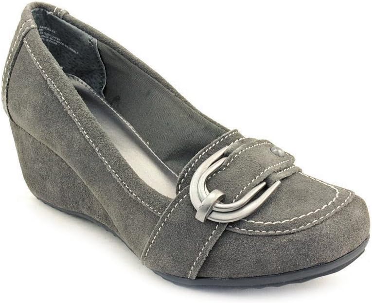 Kelly & Katie Sandro Women's Regular Suede Classic Slip On Chunky Heel Dress Shoes (5.5, Gray)