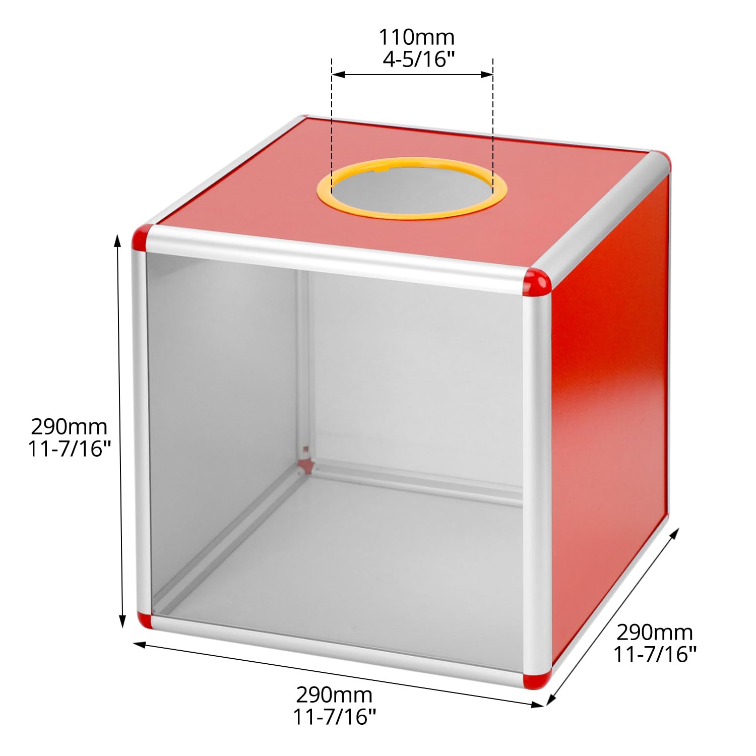 QWORK® Urna trasparente 30 cm, scatola per votazioni e donazioni con telaio in alluminio e pannelli acrilici, per schede e suggerimenti