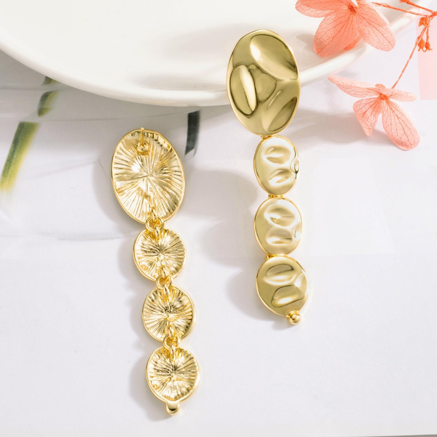 Gold Color Drop Earrings Statement Earrings Vintage Round Earrings For Women Teens - Image 4